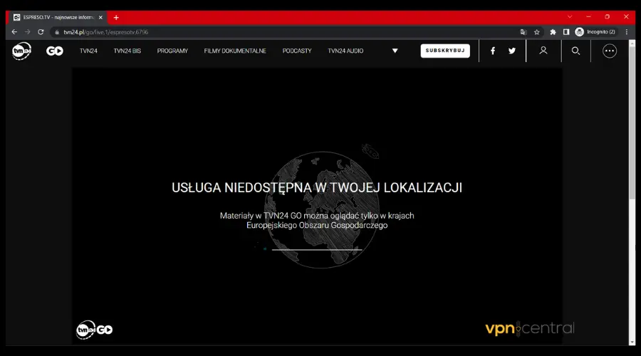 tvn24.pl geo restricition