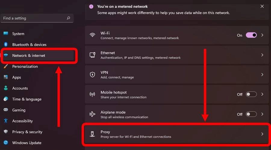 find network settings