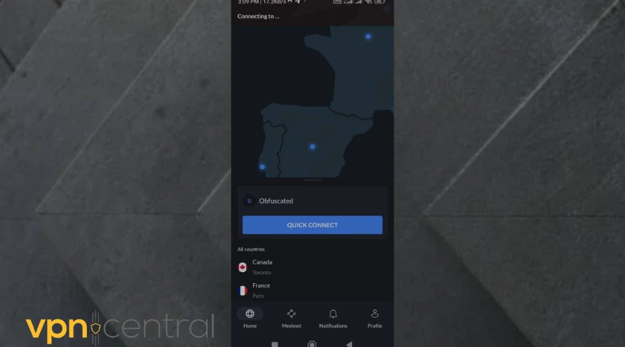 connect to nordvpn on mobile