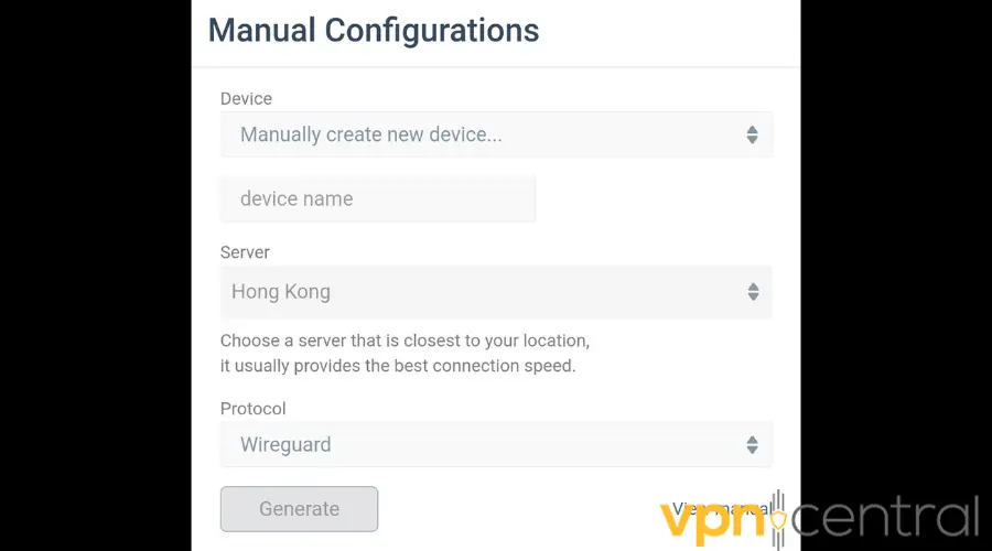 VPN Unlimited manual WireGuard configuration generator
