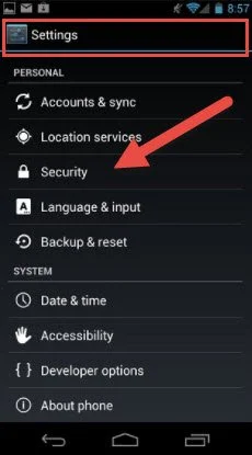 android settings prompt