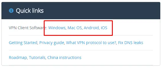 vpn.ac download links for different operating systems