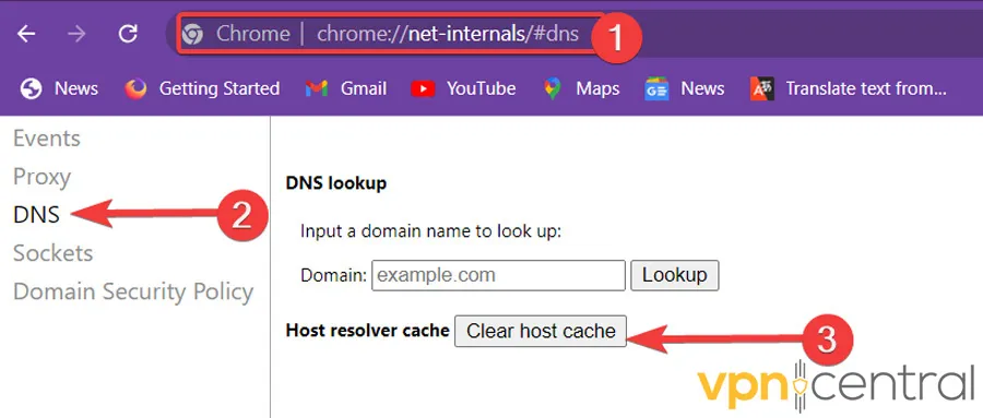 Clearning DNS Cache on Chrome