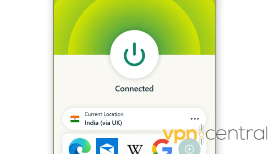 expressvpn connected to india