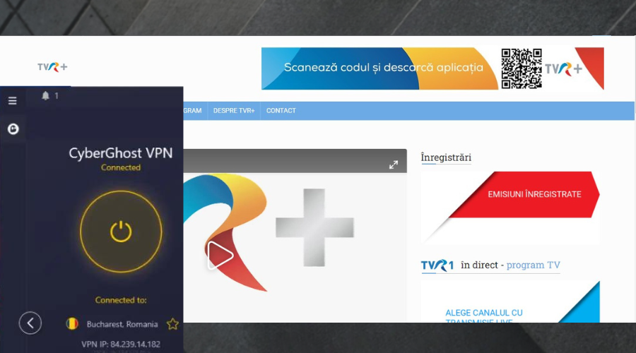 romanian tv working with cyberghost vpn connected
