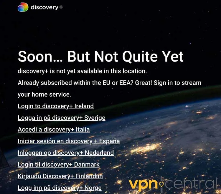 discovery+ is not available in your location error message