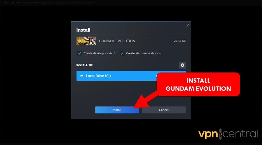 select install gundam evolution