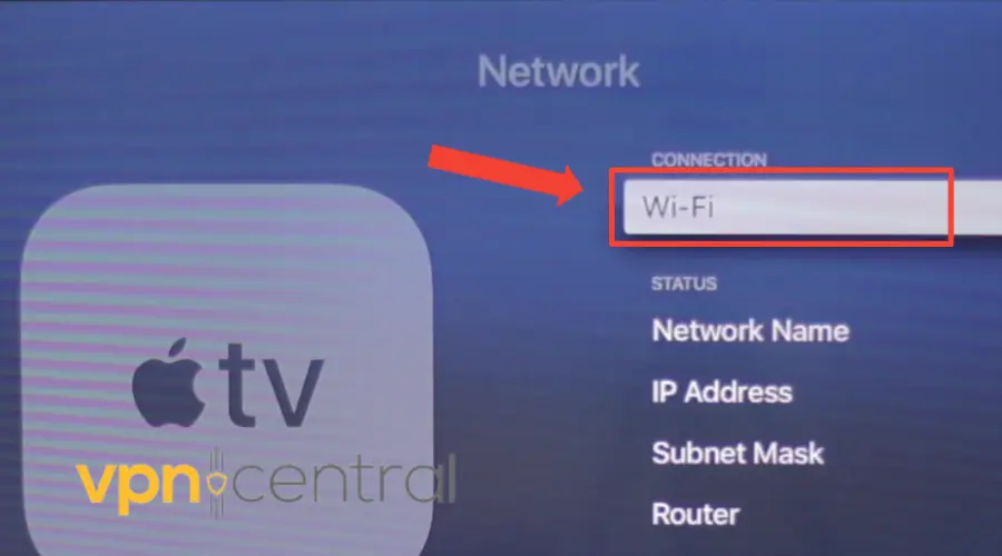 Apple TV WiFi tab