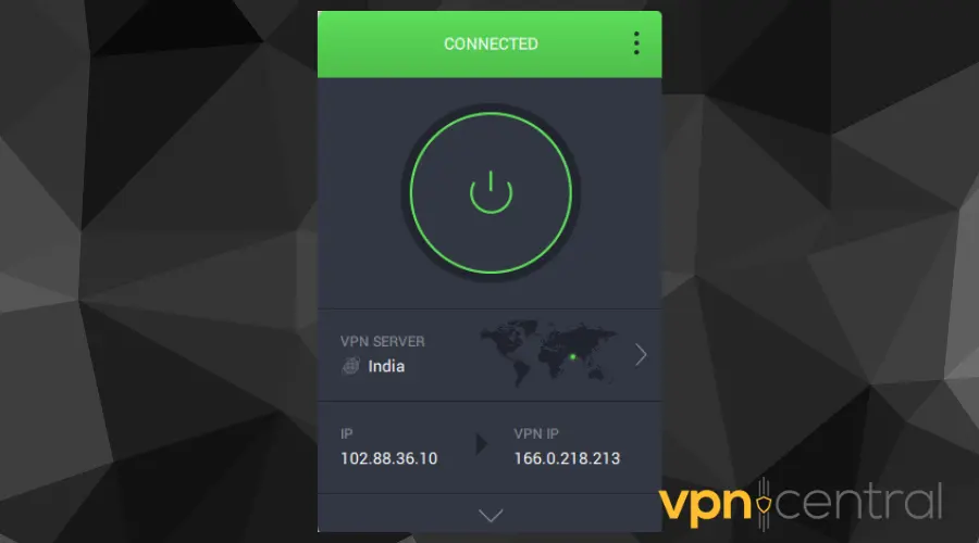 pia connected to indian server