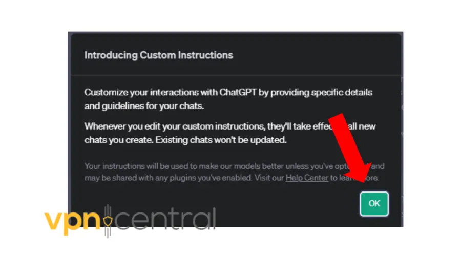 custom instructions confirmation