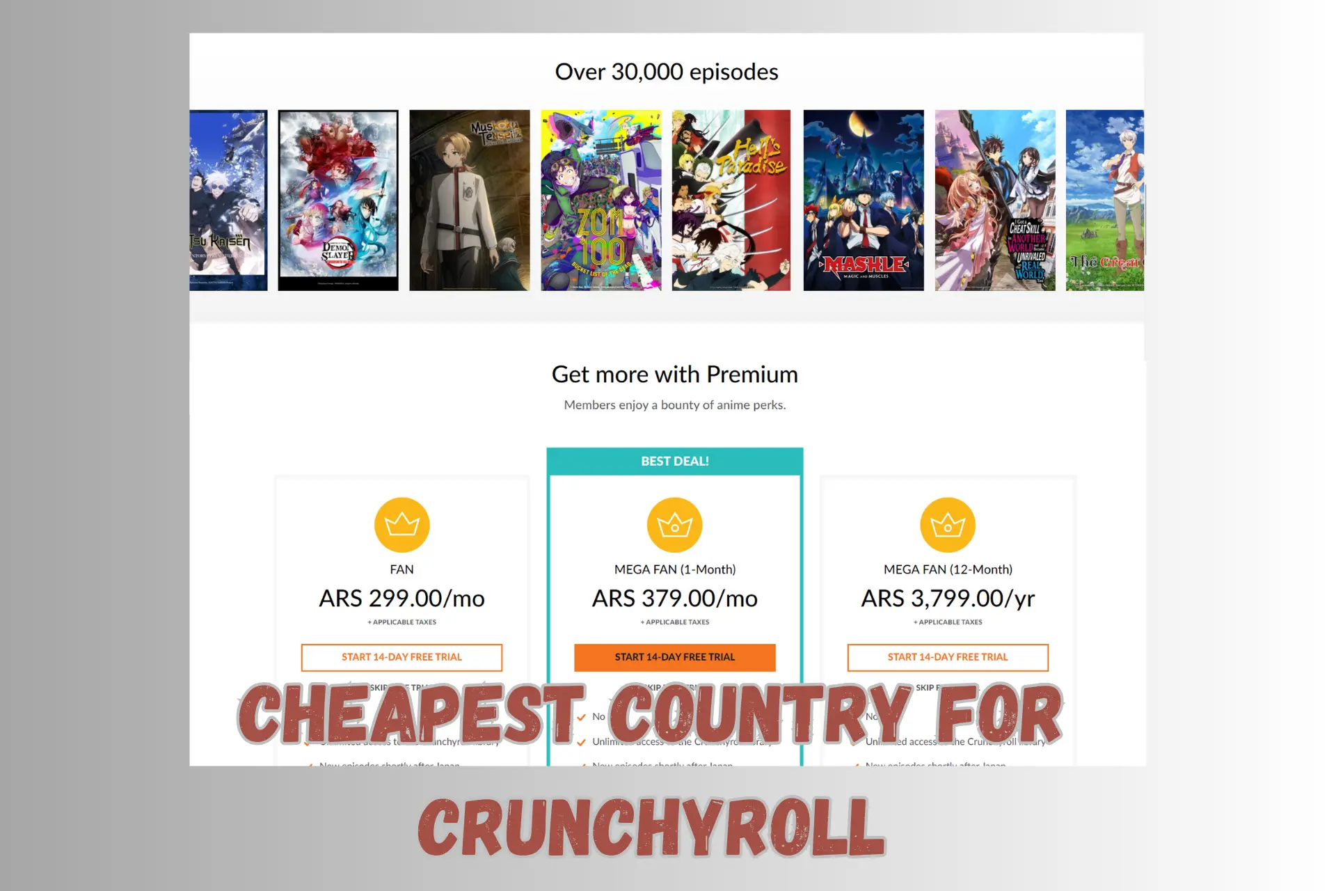 cheapest country for crunchyroll