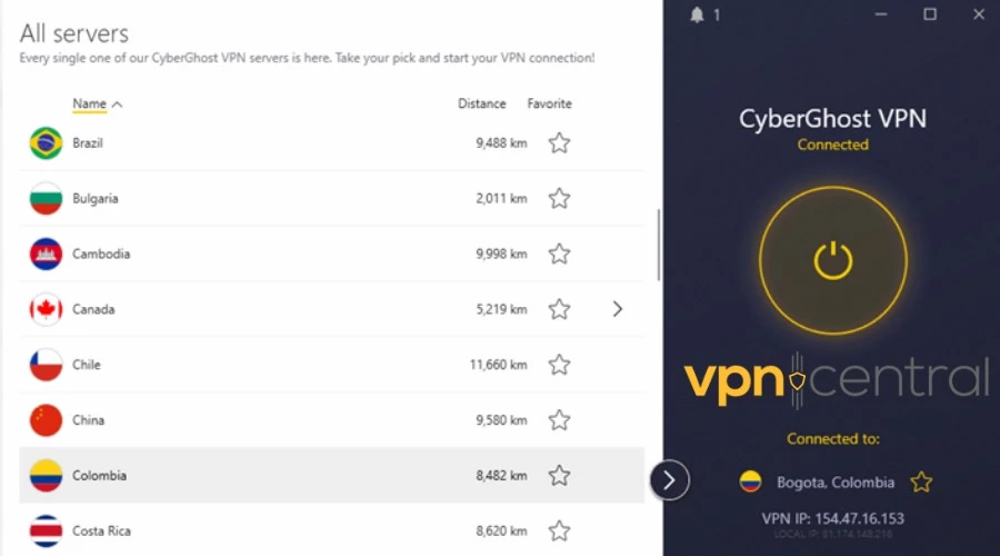 CyberGhost VPN Colombia