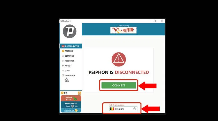 psiphon is disconnected