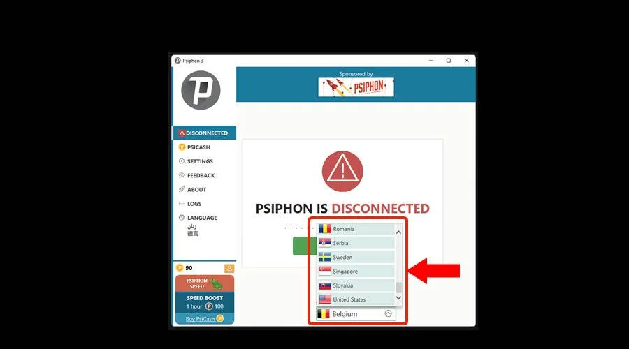 psiphon list of countries