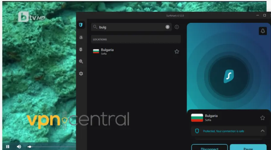 surfshark connected to bulgaria