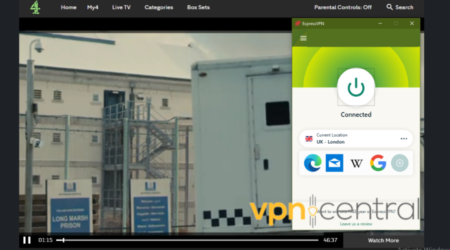 channel 4 working abroad with expressvpn connected