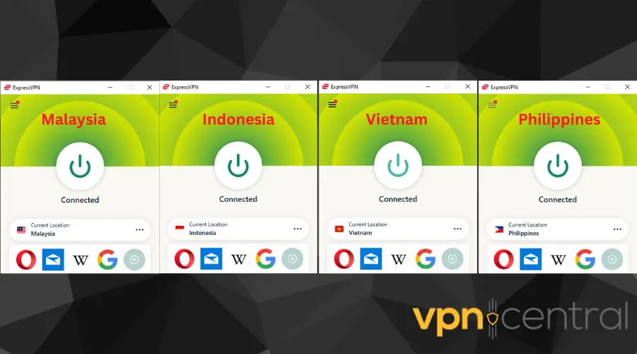 expressvpn servers in malaysia, indonesia, vietnam, and the philippines