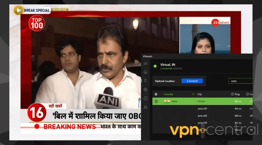 Indian TV working with IPVanish