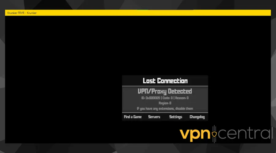 VPN/Proxy detected Krunker error