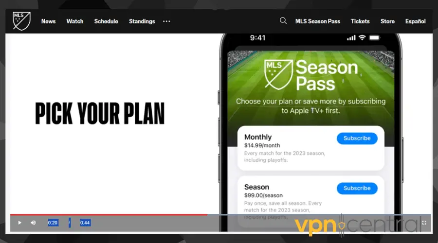 MLS season pass purchase on Apple TV