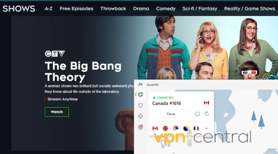 NordVPN unblocks Canadian TV
