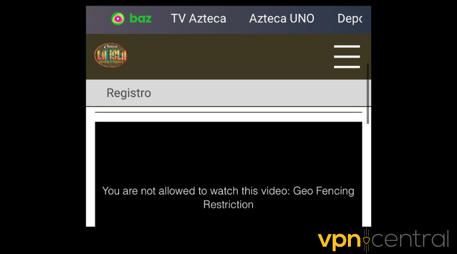 tv azteca geo-restriction error