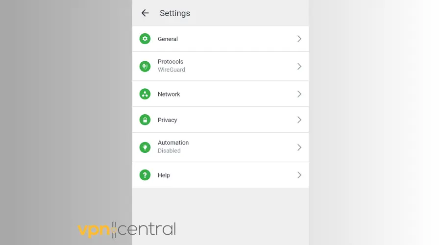 pia settings android