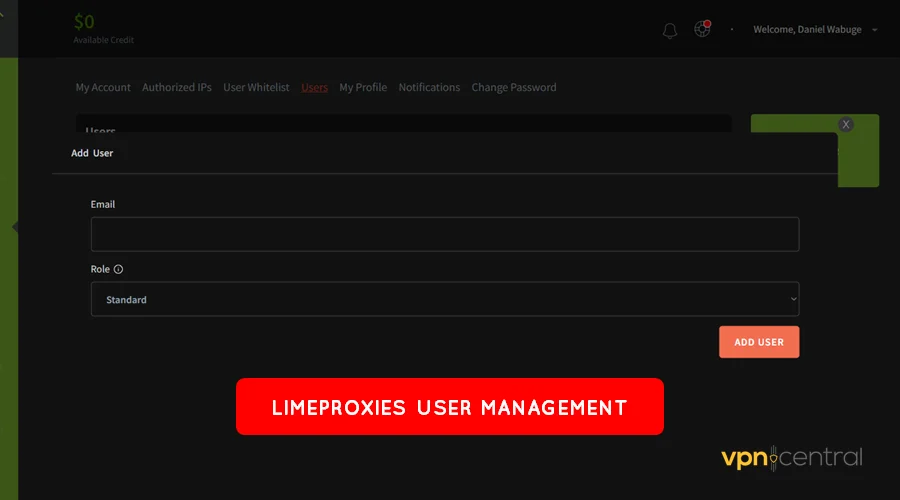 limeproxies user management