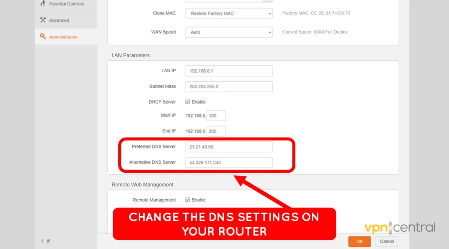 change the dns settings on your router