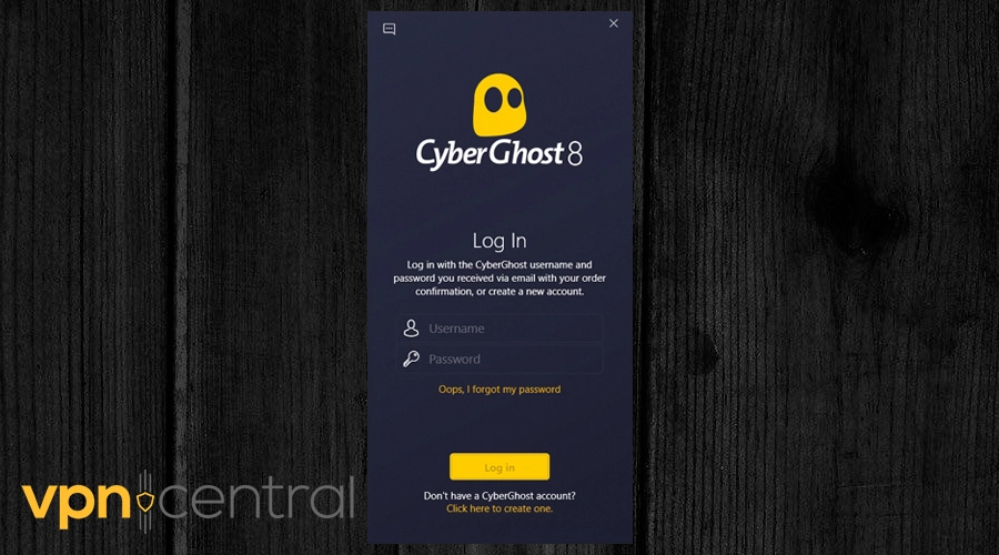 cyberghost login for quotev