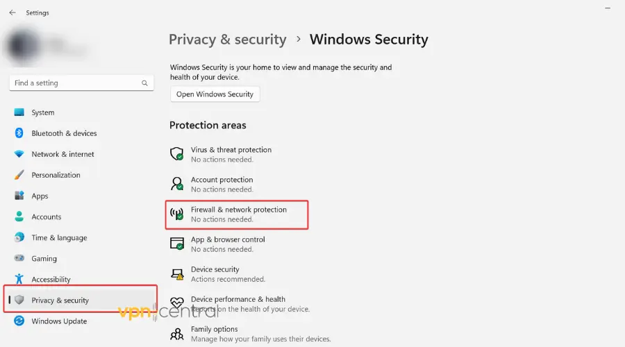 firewall and network protection settings in windows
