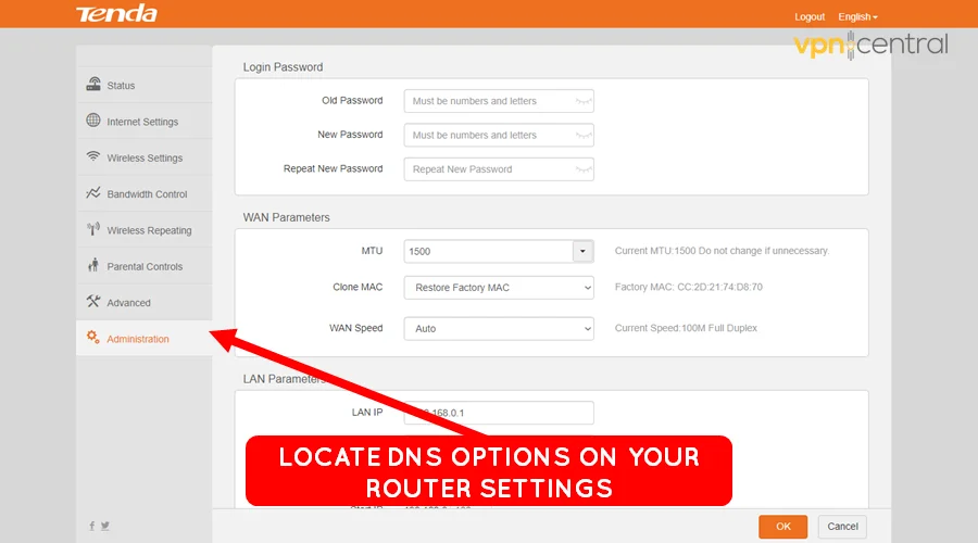 locate dns options on your router's settings