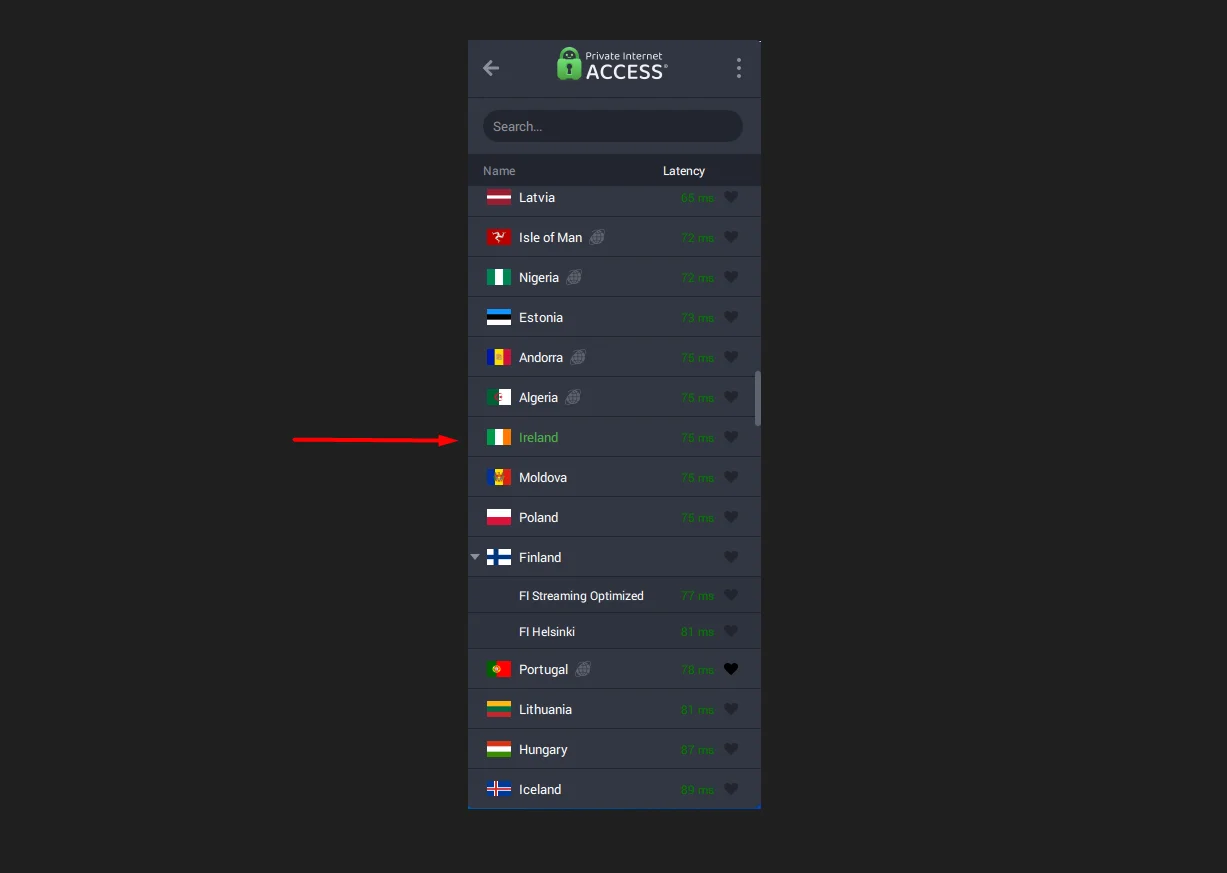 pia connect to irish server