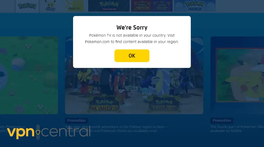pokemon tv not available in your country