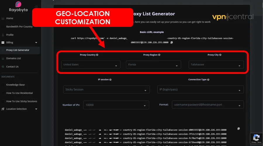 rayobyte geo-location customization