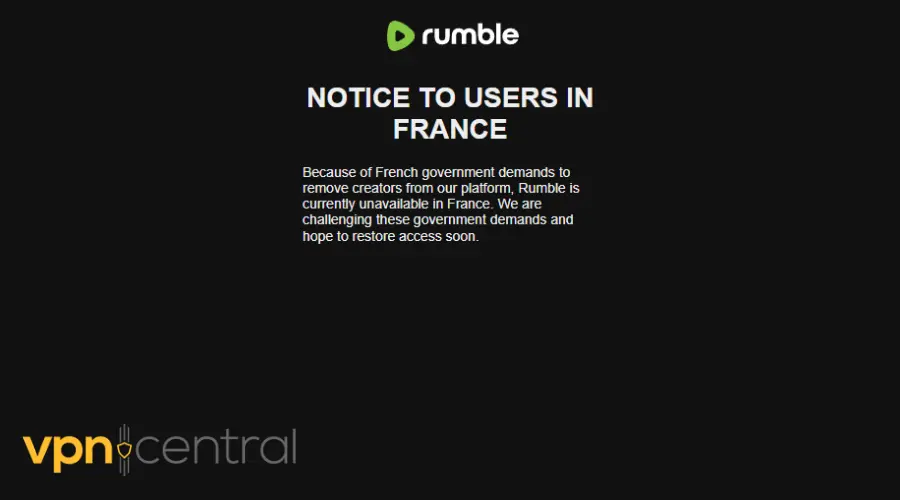 rumble app region restriction error