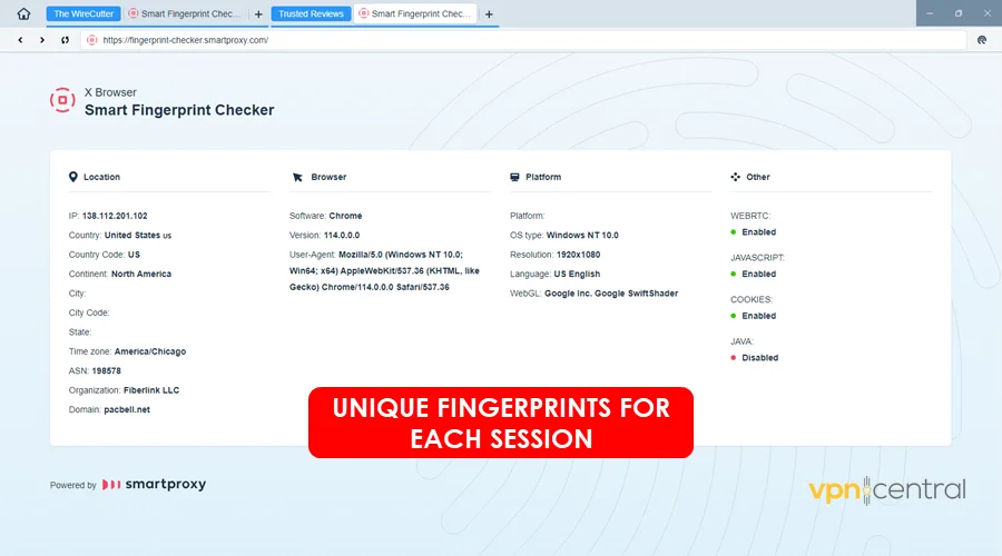 smartproxy unique fingerprints for each session