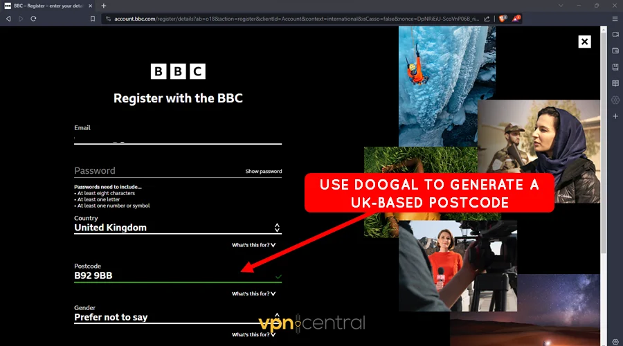 bbc iplayer add uk postcode