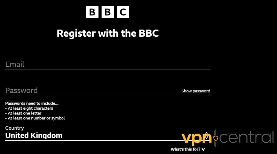 bbc iplayer sign up page