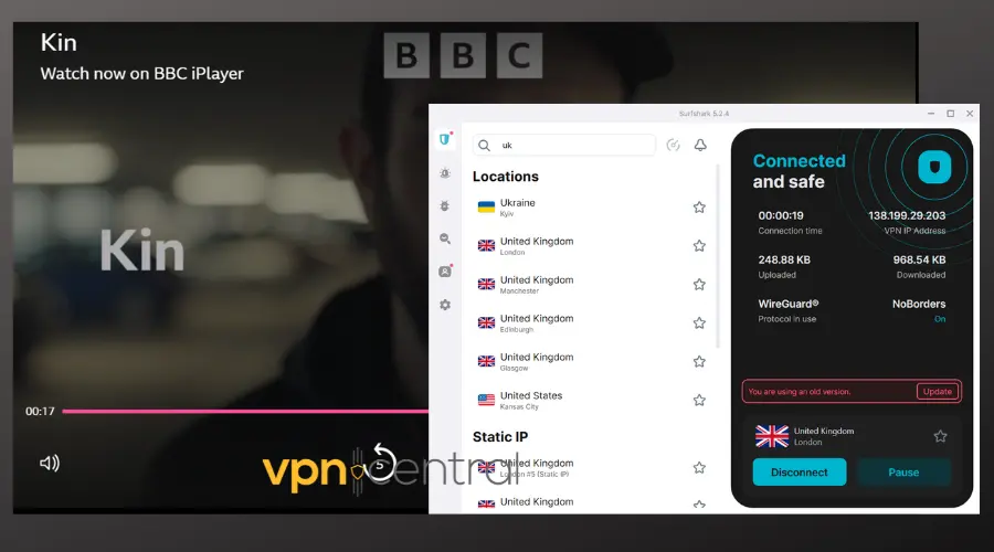 bbc iplayer working in grenada with surfshark vpn connected