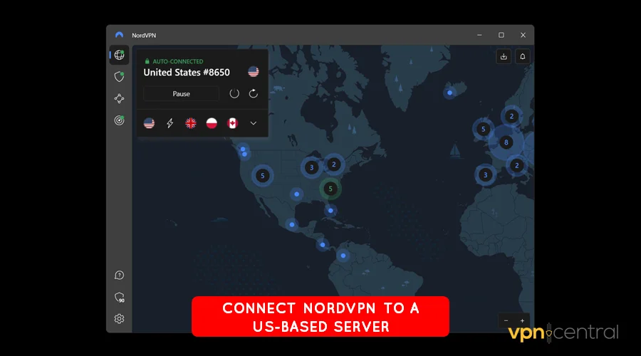 connect nordvpn to a us-based server
