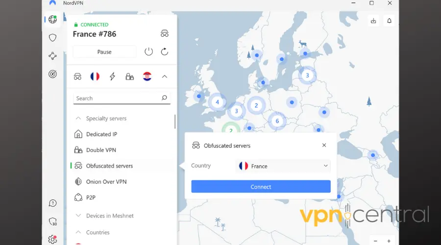 connect to french obfuscated server on nordvpn