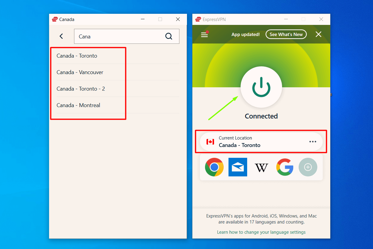 expressvpn connected to server in canada