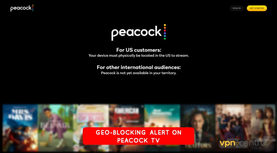 geo-blocking message on peacock tv