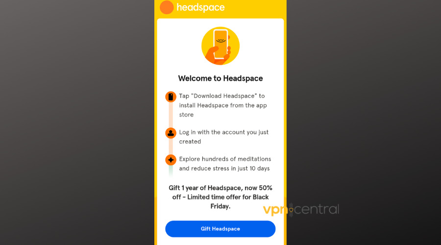 headspace sign up process complete