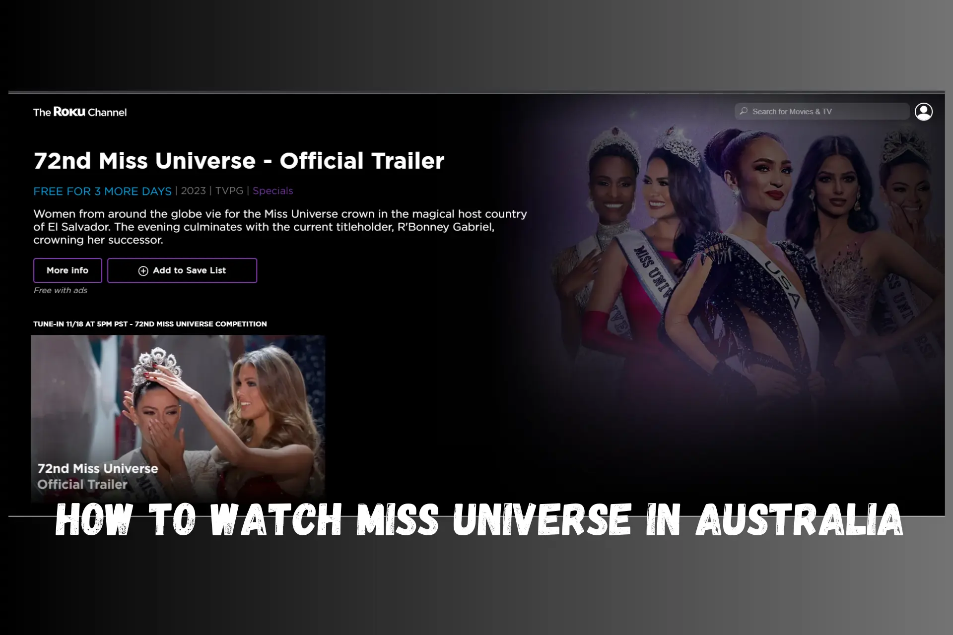 how to watch miss universe 2023 in australia