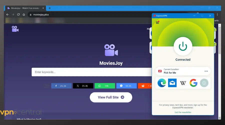 moviesjoy running with expressvpn connected