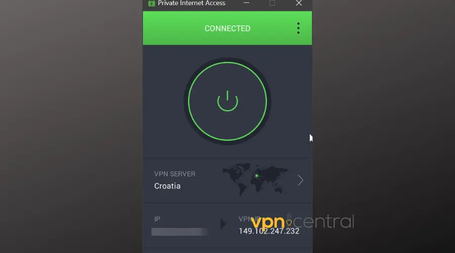 private internet access connected to croatia