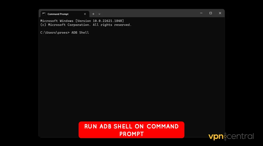 run adb shell on command prompt