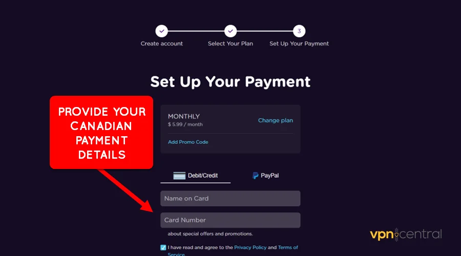 use your canadian-based payment details